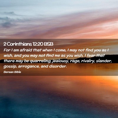 Picture 02 - 2 Corinthians 12:20 BSB - For I am afraid that when I come, I may not find - Bible Verse Picture