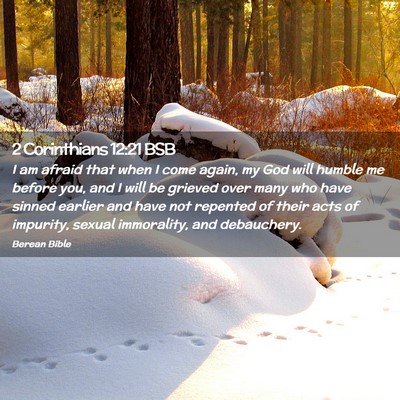 Picture 02 - 2 Corinthians 12:21 BSB - I am afraid that when I come again, my God will - Bible Verse Picture