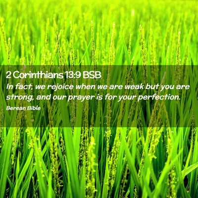 Picture 02 - 2 Corinthians 13:9 BSB - In fact, we rejoice when we are weak but you are - Bible Verse Picture
