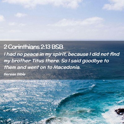 Picture 02 - 2 Corinthians 2:13 BSB - I had no peace in my spirit, because I did not - Bible Verse Picture
