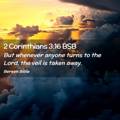 Picture 02 - 2 Corinthians 3:16 BSB - But whenever anyone turns to the Lord, the veil - Bible Verse Picture