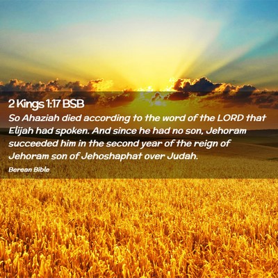 Picture 02 - 2 Kings 1:17 BSB - So Ahaziah died according to the word of the LORD - Bible Verse Picture