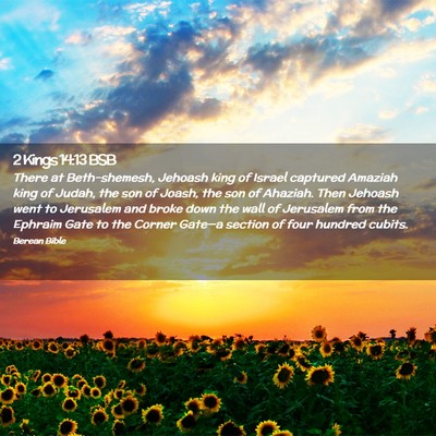 Picture 02 - 2 Kings 14:13 BSB - There at Beth-shemesh, Jehoash king of Israel - Bible Verse Picture