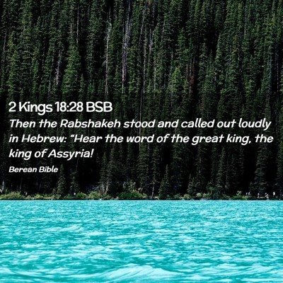 Picture 02 - 2 Kings 18:28 BSB - Then the Rabshakeh stood and called out loudly in - Bible Verse Picture