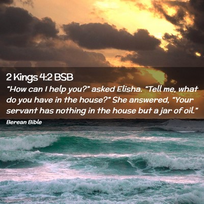 Picture 02 - 2 Kings 4:2 BSB - “How can I help you?” asked Elisha. “Tell - Bible Verse Picture