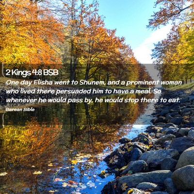Picture 02 - 2 Kings 4:8 BSB - One day Elisha went to Shunem, and a prominent - Bible Verse Picture