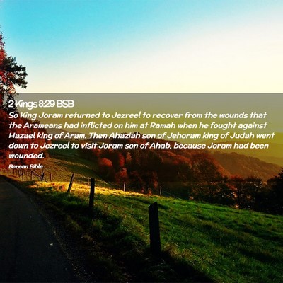 Picture 02 - 2 Kings 8:29 BSB - So King Joram returned to Jezreel to recover from - Bible Verse Picture