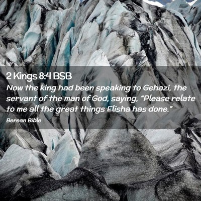 Picture 02 - 2 Kings 8:4 BSB - Now the king had been speaking to Gehazi, the - Bible Verse Picture