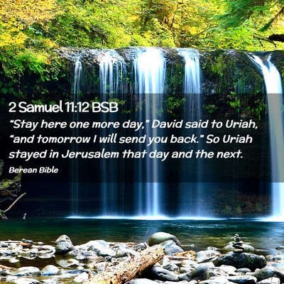 Picture 02 - 2 Samuel 11:12 BSB - “Stay here one more day,” David said to - Bible Verse Picture