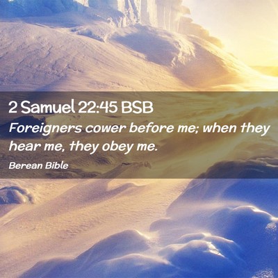 Picture 02 - 2 Samuel 22:45 BSB - Foreigners cower before me; when they hear me, - Bible Verse Picture