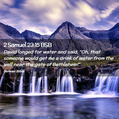 Picture 02 - 2 Samuel 23:15 BSB - David longed for water and said, “Oh, that - Bible Verse Picture