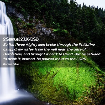 Picture 02 - 2 Samuel 23:16 BSB - So the three mighty men broke through the - Bible Verse Picture
