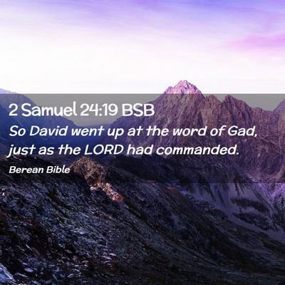 Picture 02 - 2 Samuel 24:19 BSB - So David went up at the word of Gad, just as the - Bible Verse Picture