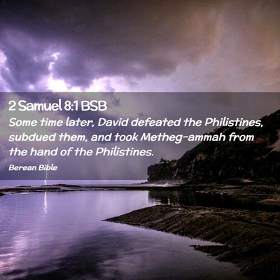 Picture 02 - 2 Samuel 8:1 BSB - Some time later, David defeated the Philistines, - Bible Verse Picture