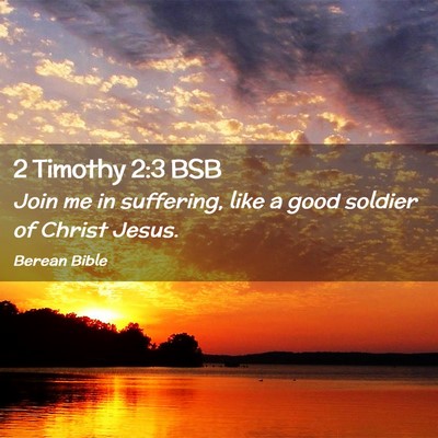 Picture 02 - 2 Timothy 2:3 BSB - Join me in suffering, like a good soldier of - Bible Verse Picture