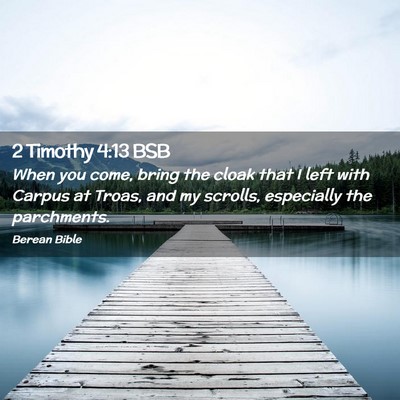 Picture 02 - 2 Timothy 4:13 BSB - When you come, bring the cloak that I left with - Bible Verse Picture