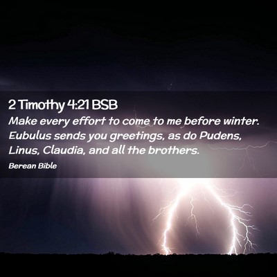 Picture 02 - 2 Timothy 4:21 BSB - Make every effort to come to me before winter. - Bible Verse Picture