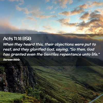 Picture 02 - Acts 11:18 BSB - When they heard this, their objections were put - Bible Verse Picture