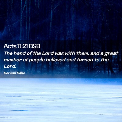 Picture 02 - Acts 11:21 BSB - The hand of the Lord was with them, and a great - Bible Verse Picture
