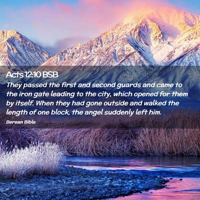 Picture 02 - Acts 12:10 BSB - They passed the first and second guards and came - Bible Verse Picture