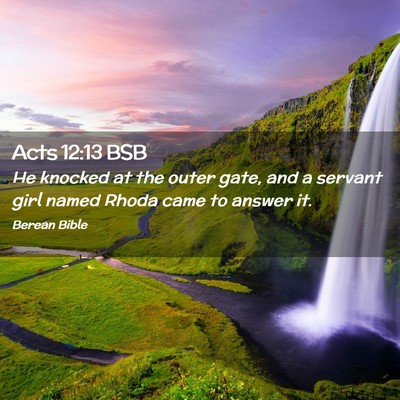 Picture 02 - Acts 12:13 BSB - He knocked at the outer gate, and a servant girl - Bible Verse Picture