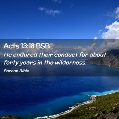 Picture 02 - Acts 13:18 BSB - He endured their conduct for about forty years in - Bible Verse Picture