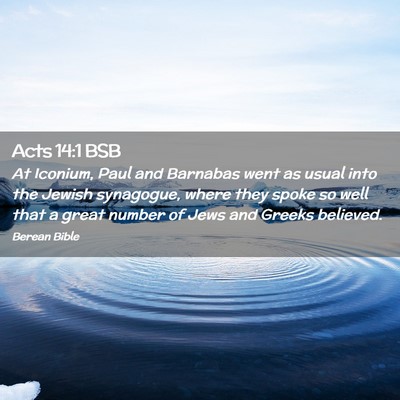 Picture 02 - Acts 14:1 BSB - At Iconium, Paul and Barnabas went as usual into - Bible Verse Picture