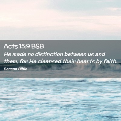 Picture 02 - Acts 15:9 BSB - He made no distinction between us and them, for - Bible Verse Picture