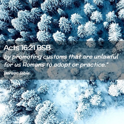 Picture 02 - Acts 16:21 BSB - by promoting customs that are unlawful for us - Bible Verse Picture