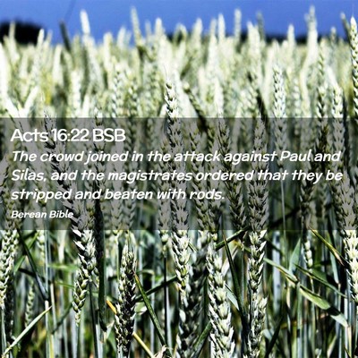 Picture 02 - Acts 16:22 BSB - The crowd joined in the attack against Paul and - Bible Verse Picture