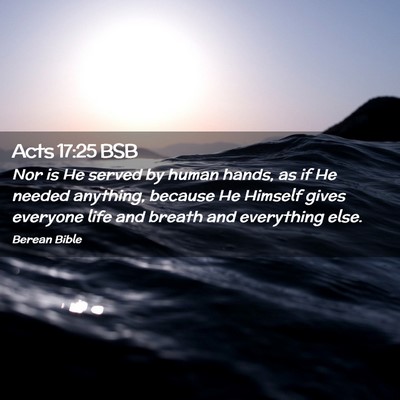 Picture 02 - Acts 17:25 BSB - Nor is He served by human hands, as if He needed - Bible Verse Picture