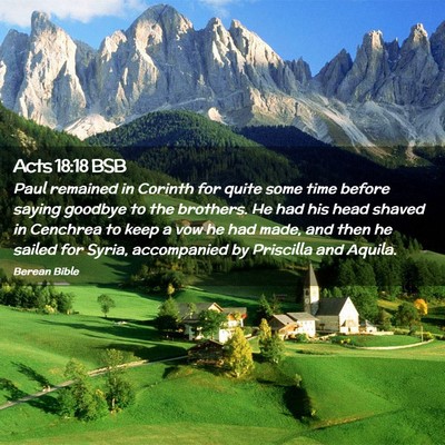 Picture 02 - Acts 18:18 BSB - Paul remained in Corinth for quite some time - Bible Verse Picture