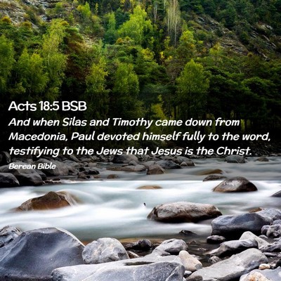 Picture 02 - Acts 18:5 BSB - And when Silas and Timothy came down from - Bible Verse Picture