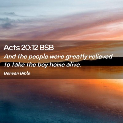 Picture 02 - Acts 20:12 BSB - And the people were greatly relieved to take the - Bible Verse Picture