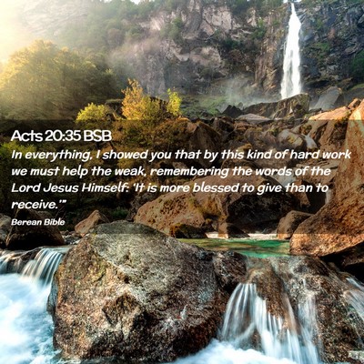 Picture 02 - Acts 20:35 BSB - In everything, I showed you that by this kind of - Bible Verse Picture