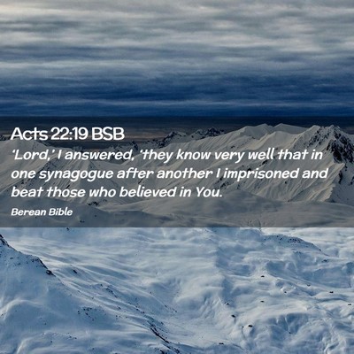 Picture 02 - Acts 22:19 BSB - ‘Lord,’ I answered, ‘they know very well - Bible Verse Picture