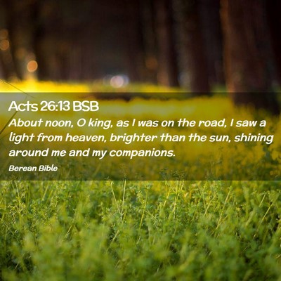 Picture 02 - Acts 26:13 BSB - About noon, O king, as I was on the road, I saw a - Bible Verse Picture