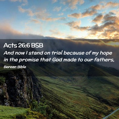 Picture 02 - Acts 26:6 BSB - And now I stand on trial because of my hope in - Bible Verse Picture