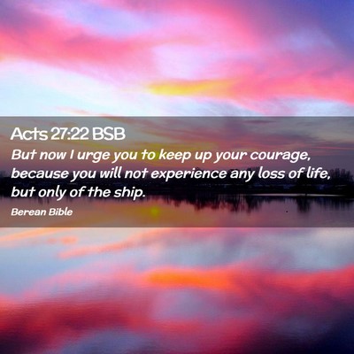Picture 02 - Acts 27:22 BSB - But now I urge you to keep up your courage, - Bible Verse Picture