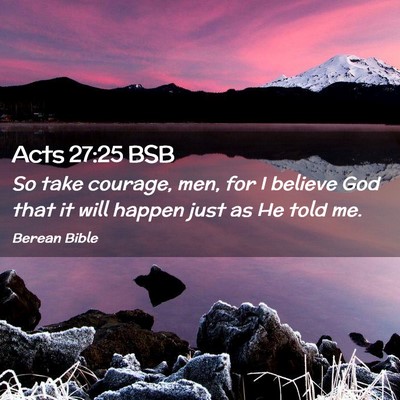 Picture 02 - Acts 27:25 BSB - So take courage, men, for I believe God that it - Bible Verse Picture