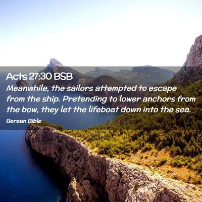 Picture 02 - Acts 27:30 BSB - Meanwhile, the sailors attempted to escape from - Bible Verse Picture