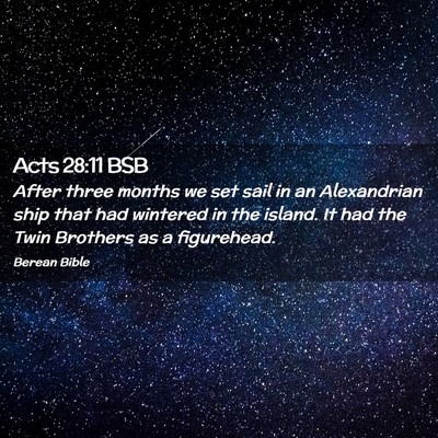Picture 02 - Acts 28:11 BSB - After three months we set sail in an Alexandrian - Bible Verse Picture