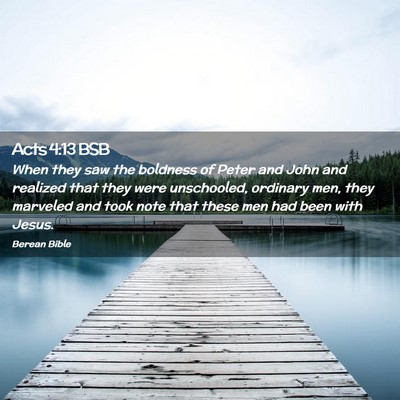 Picture 02 - Acts 4:13 BSB - When they saw the boldness of Peter and John and - Bible Verse Picture
