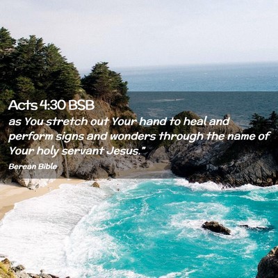 Picture 02 - Acts 4:30 BSB - as You stretch out Your hand to heal and perform - Bible Verse Picture