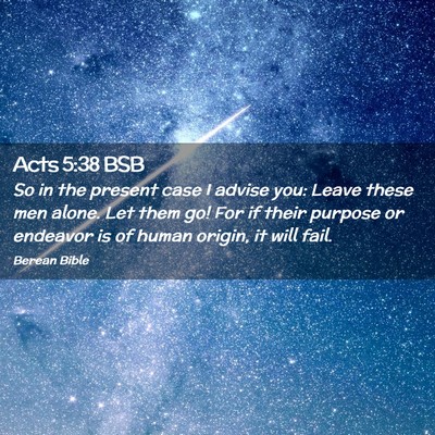 Picture 02 - Acts 5:38 BSB - So in the present case I advise you: Leave these - Bible Verse Picture