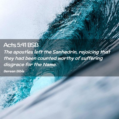 Picture 02 - Acts 5:41 BSB - The apostles left the Sanhedrin, rejoicing that - Bible Verse Picture
