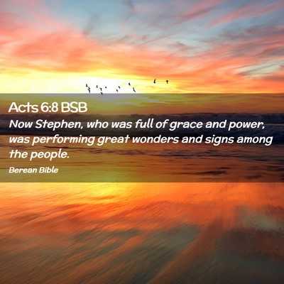 Picture 02 - Acts 6:8 BSB - Now Stephen, who was full of grace and power, was - Bible Verse Picture