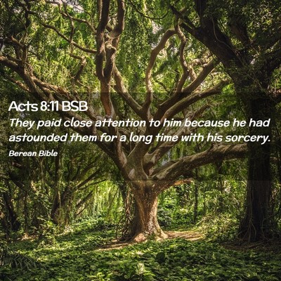 Picture 02 - Acts 8:11 BSB - They paid close attention to him because he had - Bible Verse Picture