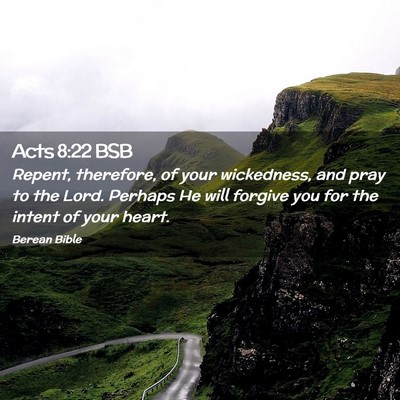 Picture 02 - Acts 8:22 BSB - Repent, therefore, of your wickedness, and pray - Bible Verse Picture