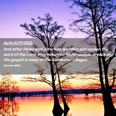 Picture 02 - Acts 8:25 BSB - And after Peter and John had testified and spoken - Bible Verse Picture